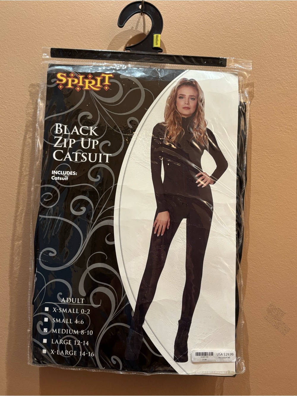 Spirit Halloween Black Zip Up Catsuit costume in size medium